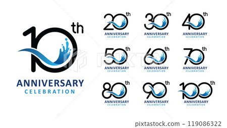 Set of anniversary design water number Set of anniversary design water number 119086322