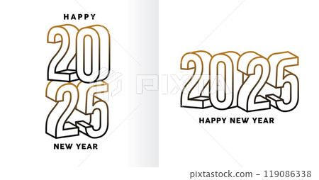 happy new year 2025 logo text design 119086338