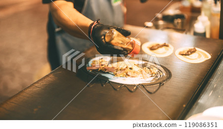 Thai style street food pancake in menu "Khanom Tokyo" 119086351