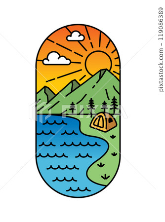 beautiful mountain views line art illustration beautiful mountain views line art illustration 119086389