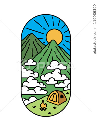 beautiful mountain views line art illustration beautiful mountain views line art illustration 119086390