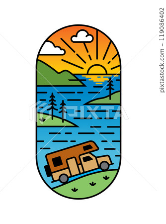 beautiful beach views line art illustration beautiful beach views line art illustration 119086402
