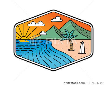 natural scenery in the frame line art illustration 119086445