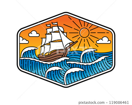 natural scenery in the frame line art illustration 119086461
