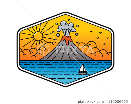 natural scenery in the frame line art illustration natural scenery in the frame line art illustration 119086463