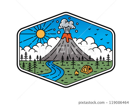 natural scenery in the frame illustration natural scenery in the frame illustration 119086464