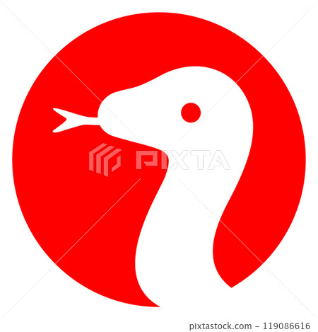 White snake face silhouette illustration in a red circle White snake face silhouette illustration in a red circle 119086616