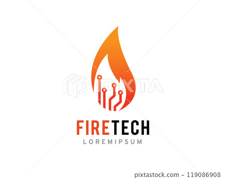 Fire tech logo symbol or icon template Fire tech logo symbol or icon template 119086908