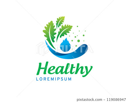 Kids and leaf logo symbol or icon template Kids and leaf logo symbol or icon template 119086947