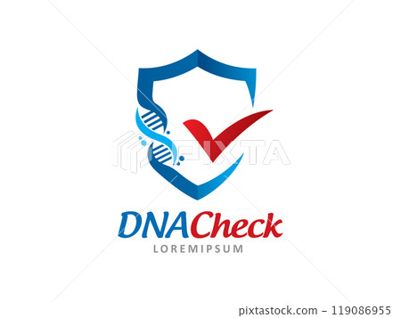DNA Check and Shield logo symbol or icon template DNA Check and Shield logo symbol or icon template 119086955