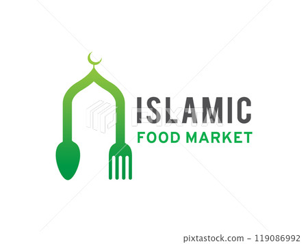 Islamic food or islamic restaurant market logo symbol or icon template 119086992