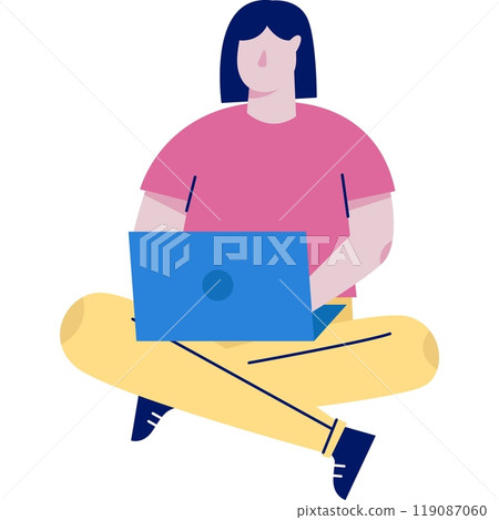 Woman with laptop vector marketing research icon Woman with laptop vector marketing research icon 119087060