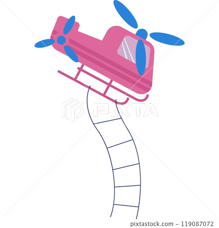 Flying helicopter with rope ladder vector icon 119087072