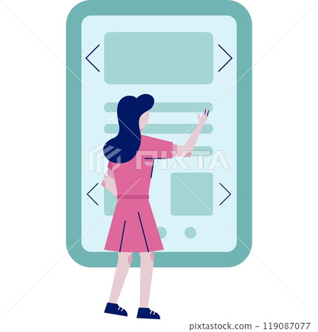 User interface development icon woman with phone User interface development icon woman with phone 119087077