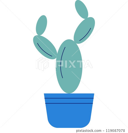 Potted cactus icon flat succulent flower vector 119087078