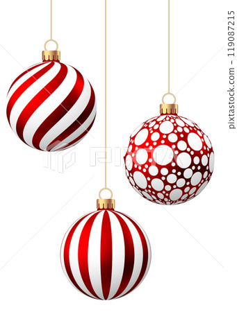 Red   Christmas  ball  with pattern  isolated on white background. 119087215