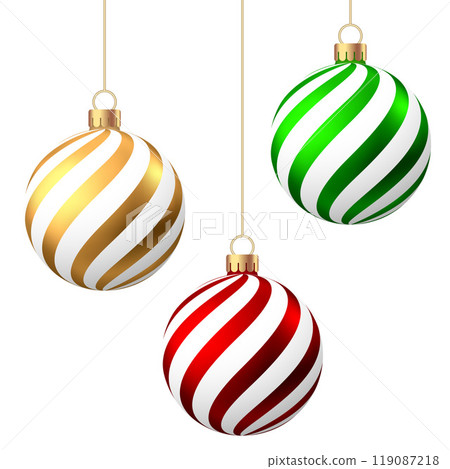 Christmas  balls  with pattern  isolated on white background. 119087218