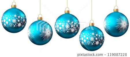 Blue  Christmas  ball  with pattern  isolated on white background. 119087228