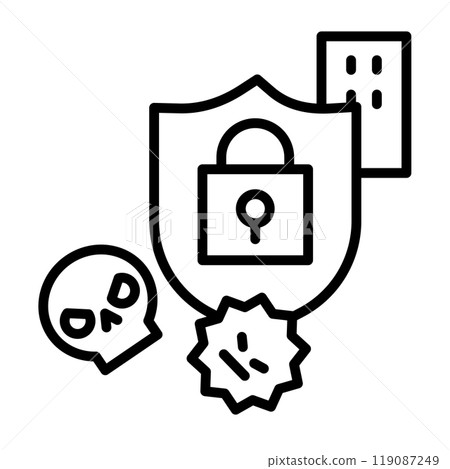 防止未經授權入侵公司網路的圖示。 防止未經授權入侵公司網路的圖示。 119087249