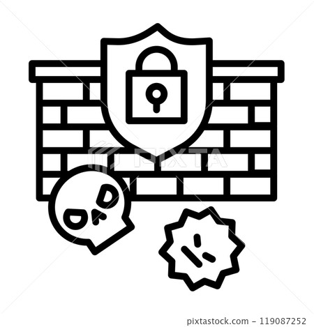 An icon showing a sturdy wall preventing unauthorized intrusion into a network. An icon showing a sturdy wall preventing unauthorized intrusion into a network. 119087252