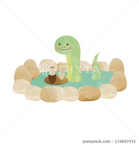 蛇進入溫泉的插圖 蛇進入溫泉的插圖 119087435