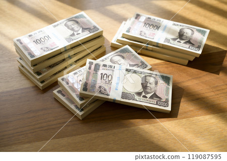 A stack of bills on a table (new bill version) A stack of bills on a table (new bill version) 119087595