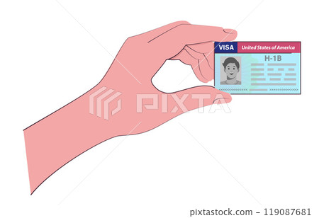 H1b Visa USA to temporarily employ foreign workers in specialty occupations. Immigration document. Vector template illustration in hand. 119087681