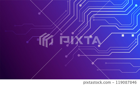 Digital Circuit Pathways on Gradient Blue Background 119087846