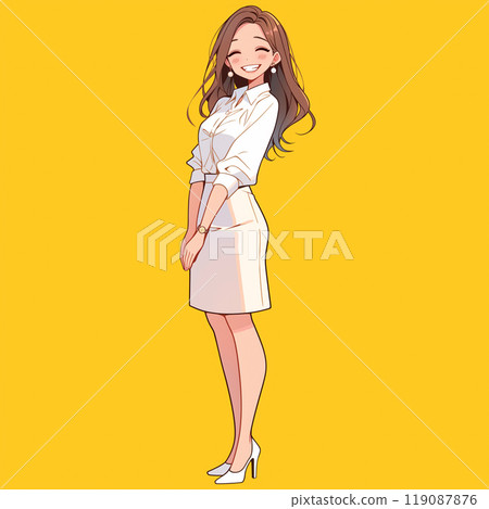 一位年輕女商人的全身插圖“AI 生成圖像” 119087876