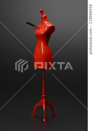 3d rendering Red Mannequin stab by knife, criminal concept design illustration isolated on black background with copy space 3d rendering Red Mannequin stab by knife, criminal concept design illustration isolated on black background with copy space 119088458