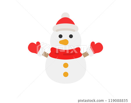 穿著聖誕老人服裝的雪人圖示的插圖 119088835