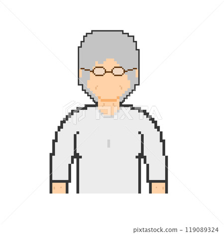 戴眼鏡的奶奶_白衣服（像素藝術） 119089324