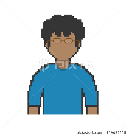 戴眼鏡的黑人_藍色衣服（像素藝術） 119089326