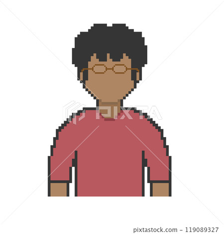 戴眼鏡的黑人_紅衣服（像素藝術） 119089327