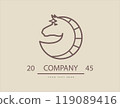 horse, horse head. side view of Elegant line art horse. Suitable for team Mascot,community identity,product identity,corporate identity,illustration for apparel,clothing, etc 119089416