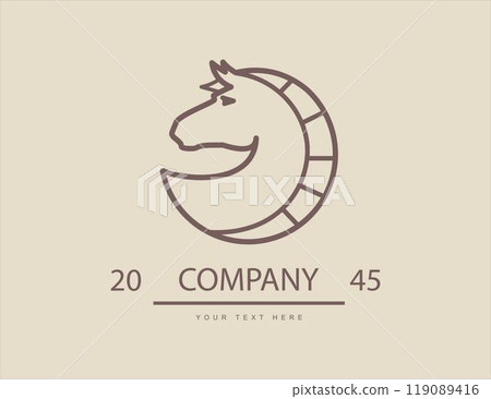 horse, horse head. side view of Elegant line art horse. Suitable for team Mascot,community identity,product identity,corporate identity,illustration for apparel,clothing, etc 119089416