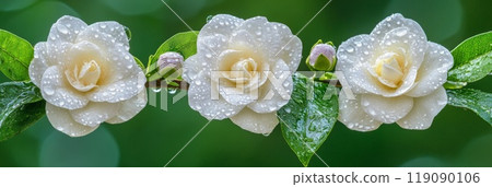 Flower gardenia with rain drops. National flower of The Islands 119090106
