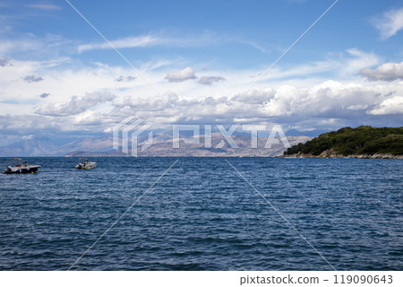 Ionic sea and Albanian mountains, Corfu, Greece 119090643