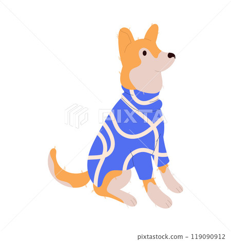 Funny Dog Breed Sitting Wearing Clothes Vector Illustration Funny Dog Breed Sitting Wearing Clothes Vector Illustration 119090912