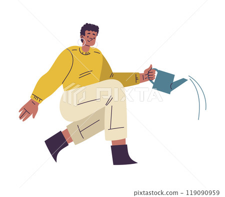 Woman Character with Watering Can Gardening and Cultivate Plant Vector Illustration 119090959