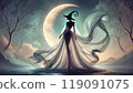 A fantastic witch dancing in the moonlight 119091075