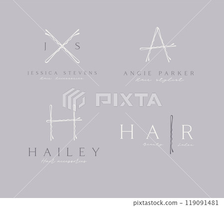 Bobby hair pins labels with text collection grey Bobby hair pins labels with text collection grey 119091481