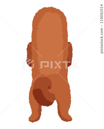 Dog hanging on border. Full body back view. Flat vector design Dog hanging on border. Full body back view. Flat vector design 119092014