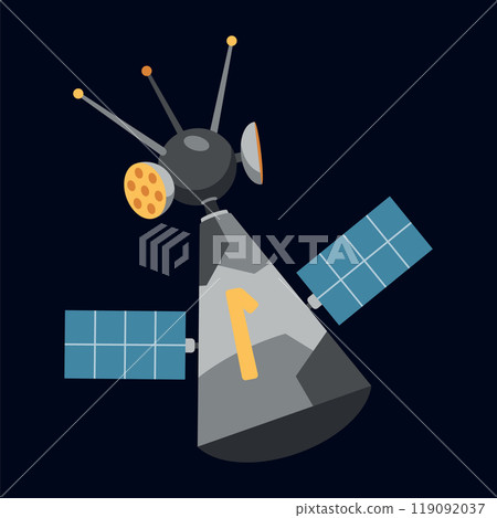 A Vibrant Pixel Art Featuring Spacecraft and Satellite from Imagination 119092037