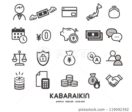 Icon set related to overpayment and debt Icon set related to overpayment and debt 119092392