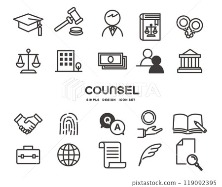 Lawyer and court icon set 119092395