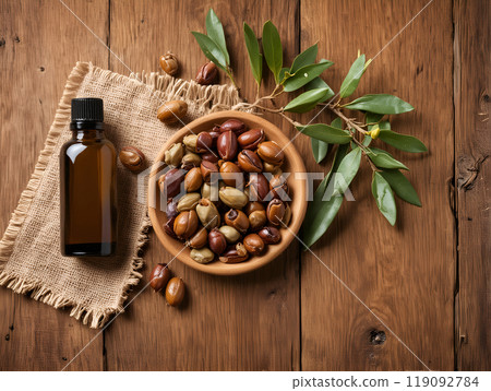 Jojoba oil on white backgrounds 119092784