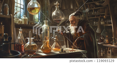 Wise old man in his laboratory Wise old man in his laboratory 119093129