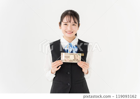 Woman with money, uniform Woman with money, uniform 119093162