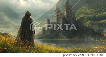 Strider looking at a castle Strider looking at a castle 119093181